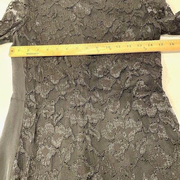 Diane von Furstenberg Sheath Dress Womens 4 Black Lace Silk Floral Long Sleeve - Picture 9 of 9